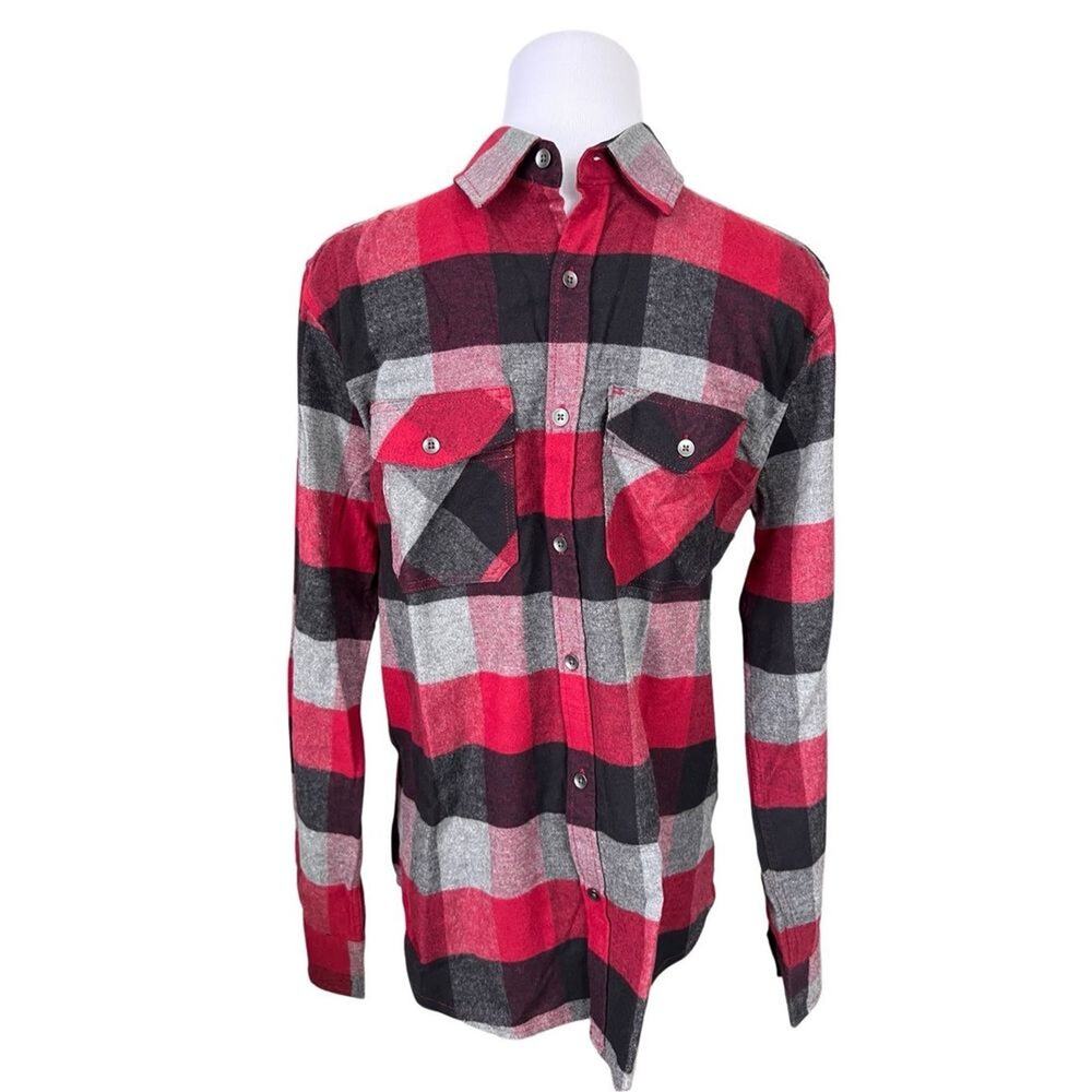 Kenneth Cole Slim Fit Stretch Red Flannel Button Up Shirt SMALL Country NWOT
